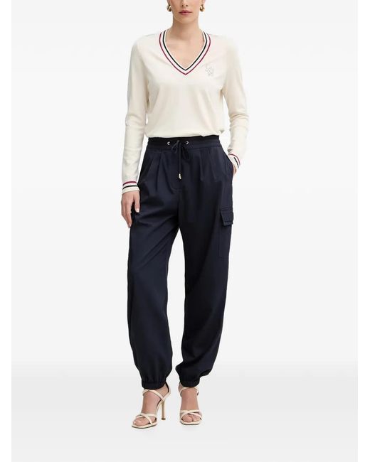 Liu Jo Blue Logo-Plaque Drawstring Track Pants