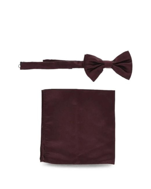 Corneliani Purple Silk Satin Bow Tie And Pocket Square Set for men