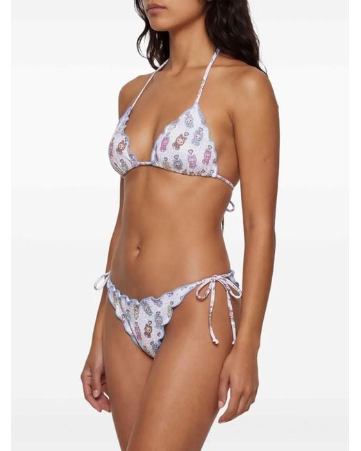 Mc2 Saint Barth White Ruffled-Trims Bikini