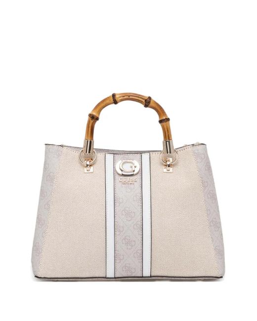 Guess White Kerima Bamboo Tote Bag