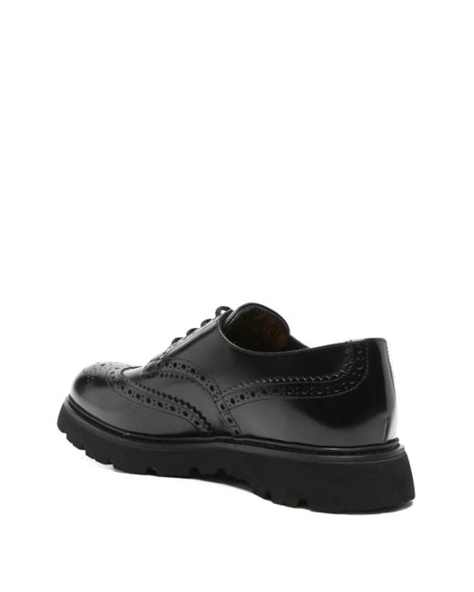Doucal's Black Leather Oxford Shoes for men