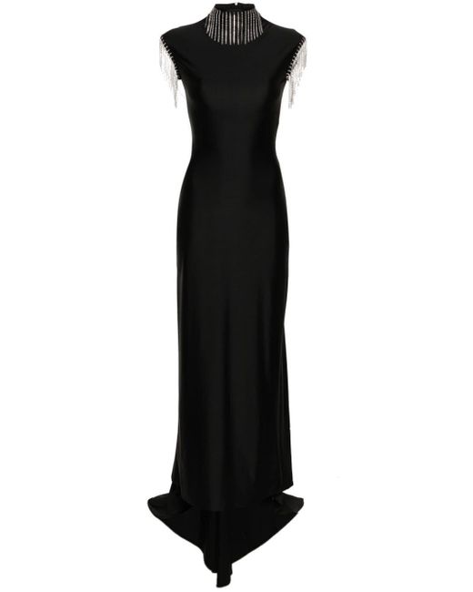 Atu Body Couture Black Crystal-embellished Sleeveless Dress