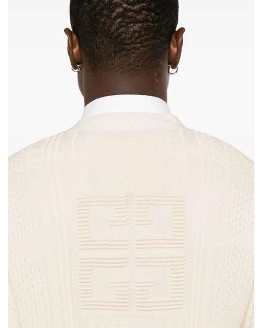 Givenchy White 4G Cable-Knit Cardigan for men