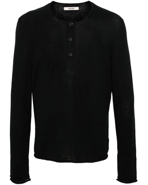 Zadig & Voltaire Fein gestrickter Veiss Pullover in Black für Herren