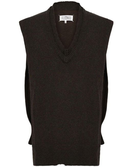 Maison Margiela Black Layered V-neck Vest for men