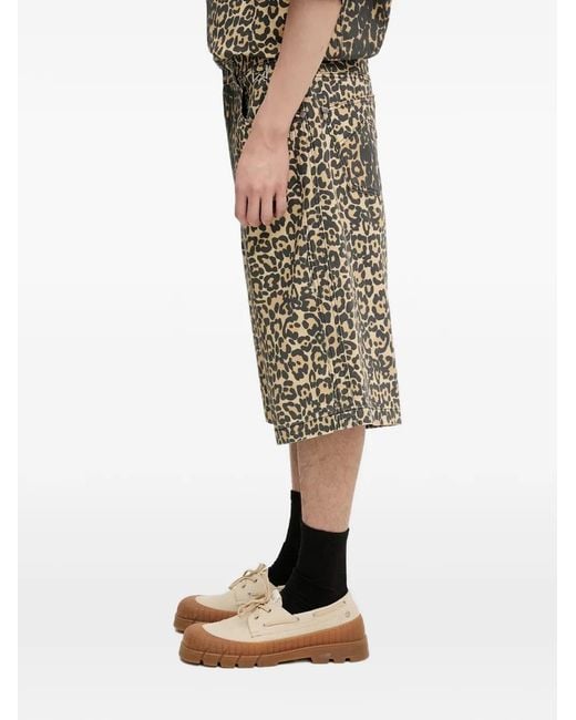 Rhude Natural Leopard-Print Shorts for men