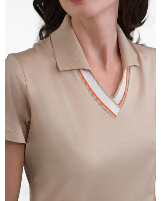 Moorer Natural Esker-Jcg Striped-Trim Polo Shirt