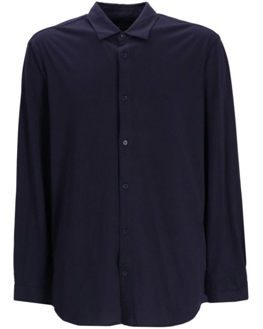 Armani Exchange Blue Long-sleeve Cotton Shirt for men
