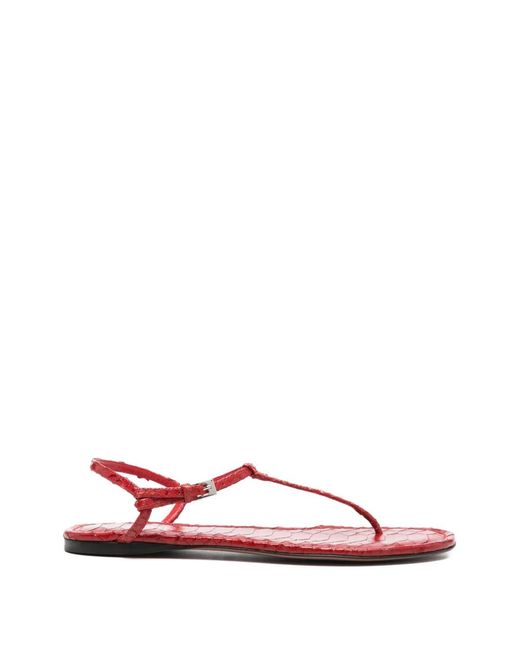Paris Texas Pink Snake-Embossed Leather Sandals