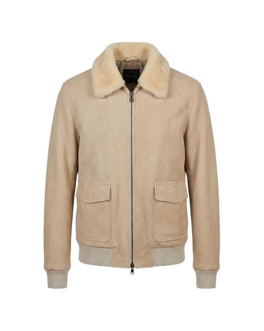 Barba Napoli Natural Shearling-Collar Leather Jacket for men