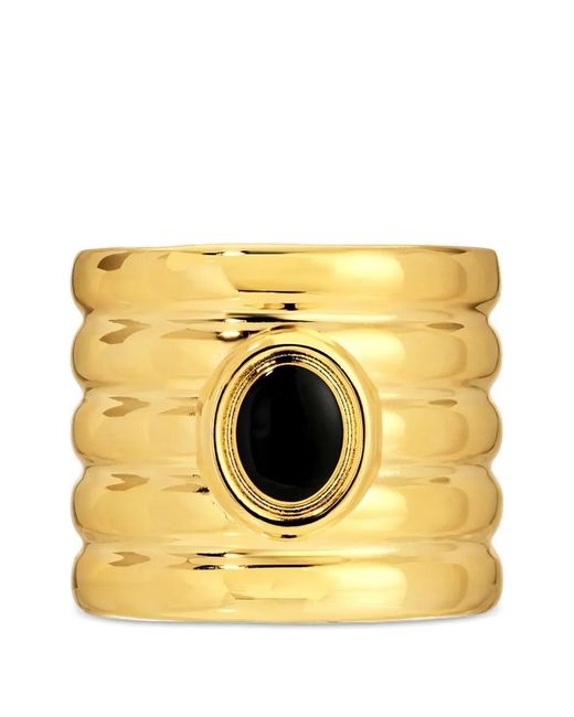 Heaven Mayhem Metallic Circular Stone Cuff Bracelet