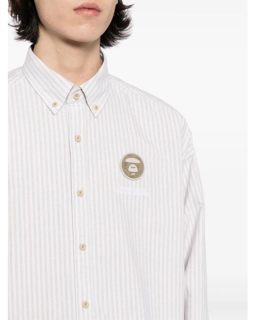 Aape By A Bathing Ape White Striped Cotton Shirt for men