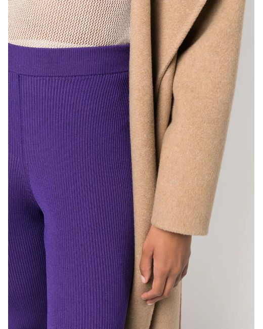 Stella McCartney Purple Ribbed-Knit Flared Trousers