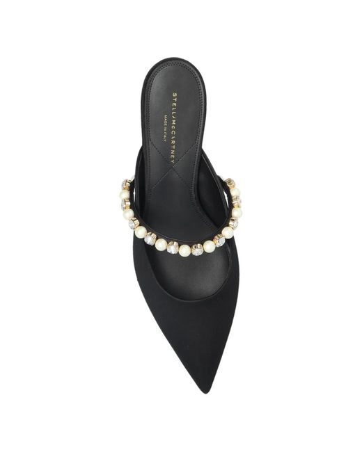 Stella McCartney Black Pearl-Embellished Mules