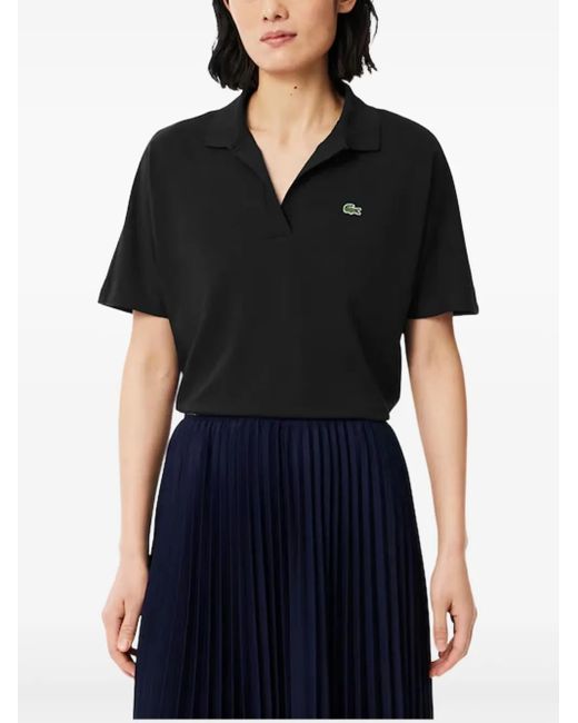 Lacoste Black Logo-Patch Polo Top
