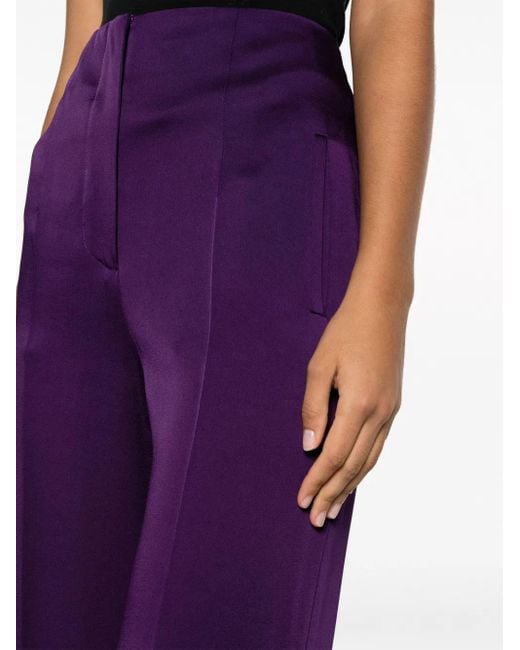 Alberta Ferretti Purple Pleat-Detail Straight-Leg Trousers