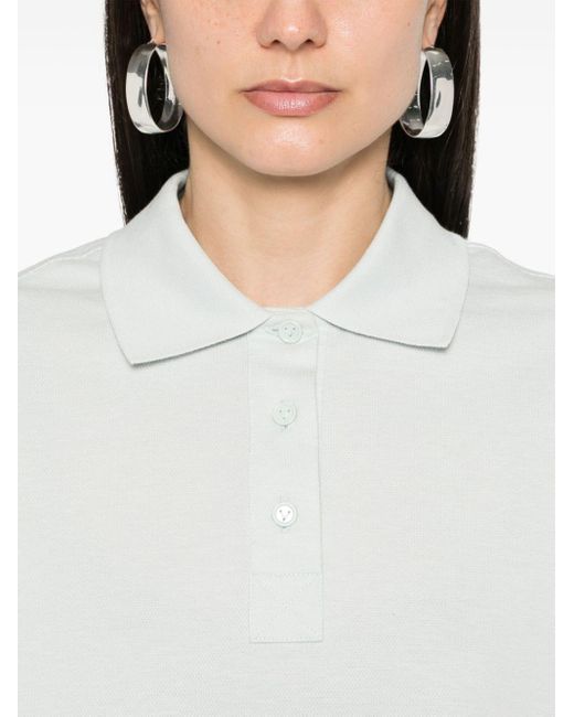 Piqué-weave cropped polo shirt Bottega Veneta de color White