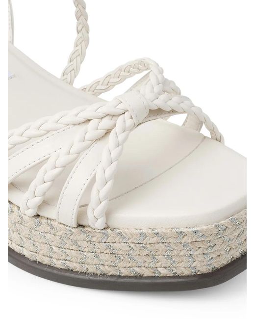 Jimmy Choo White Nyra 60 Braided Espadrille Sandals