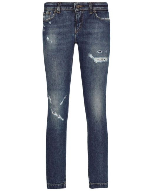 Dolce & Gabbana Blue Low-Rise Skinny-Fit Jeans