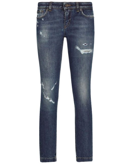 Dolce & Gabbana Blue Tief sitzende Skinny-Jeans