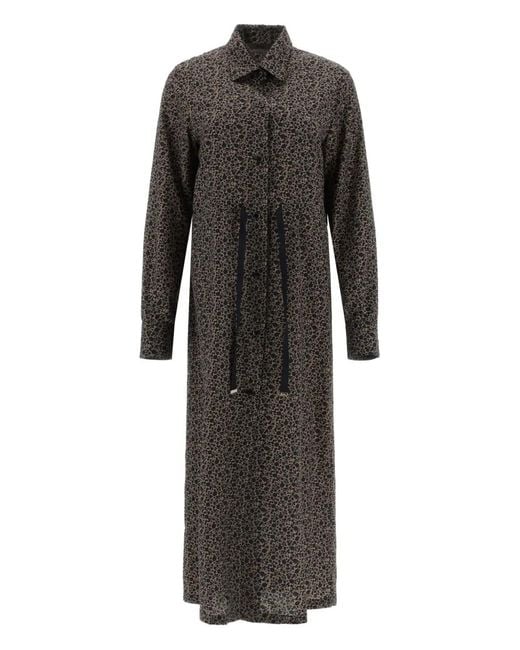 Herno Gray Collared Midi Dress