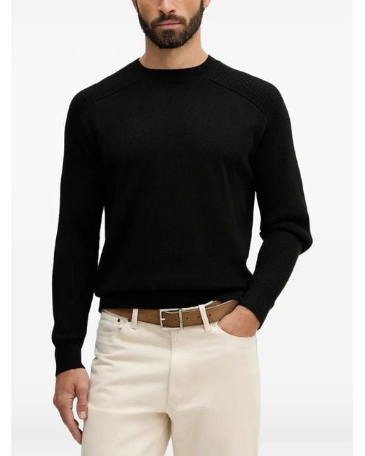 ARMANI EXCHANGE Black Ribbed Crew-Neck Sweater for men