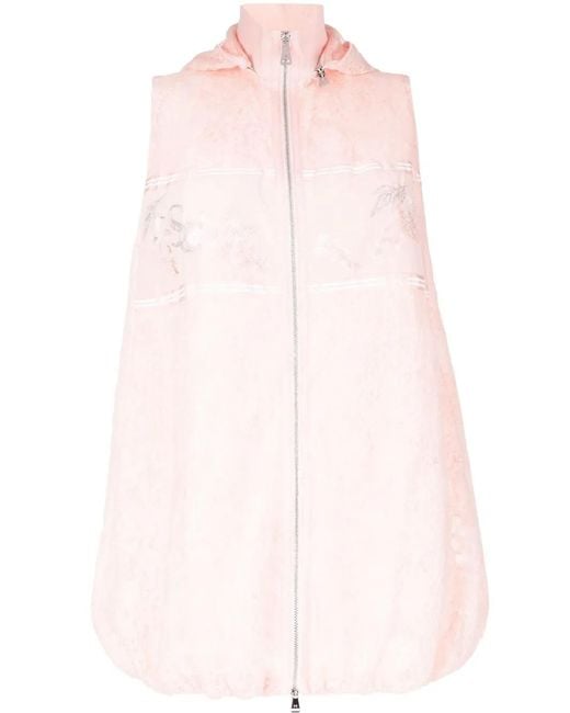 Shiatzy Chen Pink Sleeveless Sequin-Embroidered Lace Jacket
