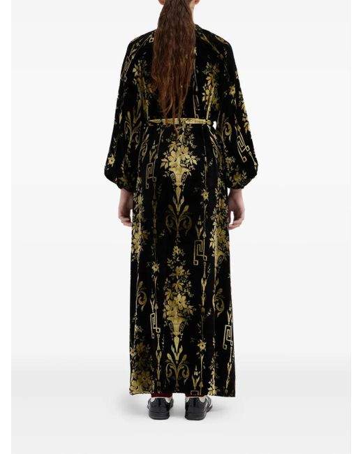 Pierre Louis Mascia Black Flower-Pattern Maxi Dress