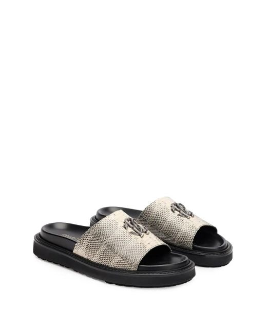 Roberto Cavalli White Snake Monogram Slides for men