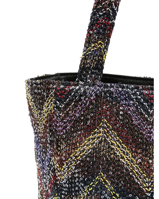 Missoni Black Mini Caperdoni Sequin Chevron Tote Bag