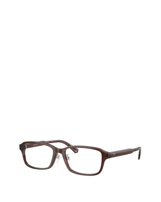 Emporio Armani Brown Rectangle Frames Glasses for men