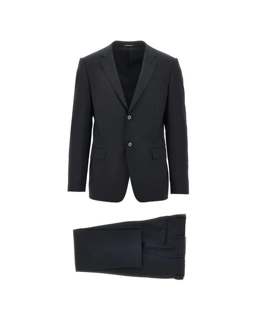 Emporio Armani Black Single-Breasted Wool-Blend Suit for men