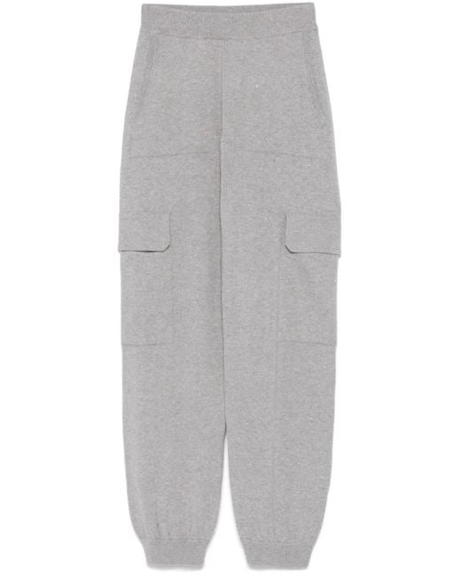 Peserico Gray Fine-Knit Track Pants