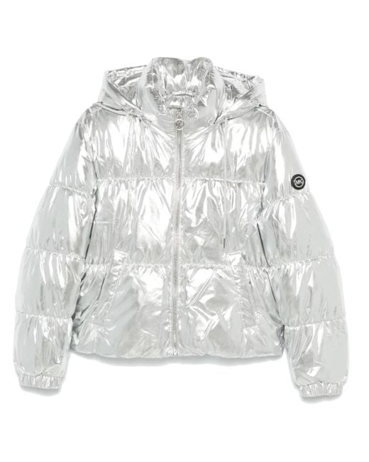 MICHAEL Michael Kors Gray Metallic Puffer Jacket
