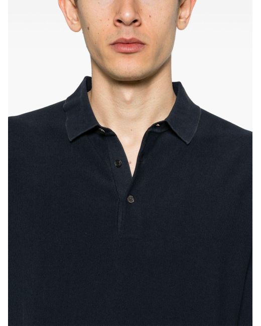 Aspesi Blue Long-sleeve Cotton Polo Top for men