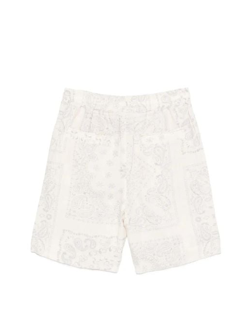 Eleventy White Patterned Deck Shorts for men