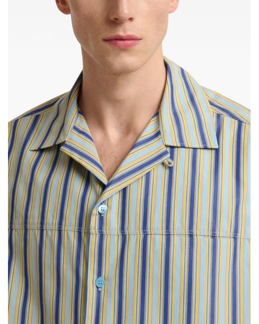 Marni Gray Striped Drawstring Shirt for men