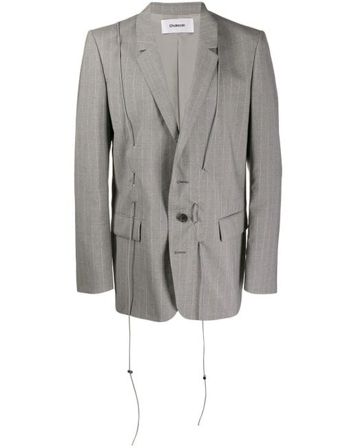 Hussein Chalayan toggle Detailed Blazer Jacket in Gray for Men | Lyst