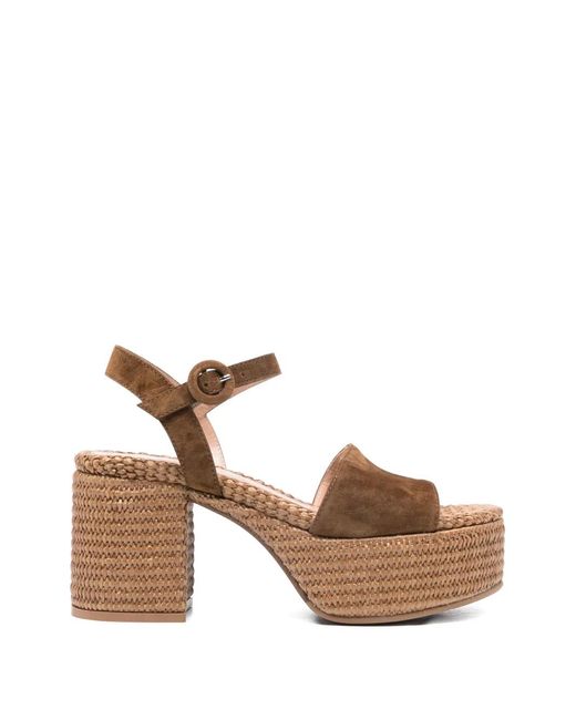 Gianvito Rossi Brown Suede Platform Sandals