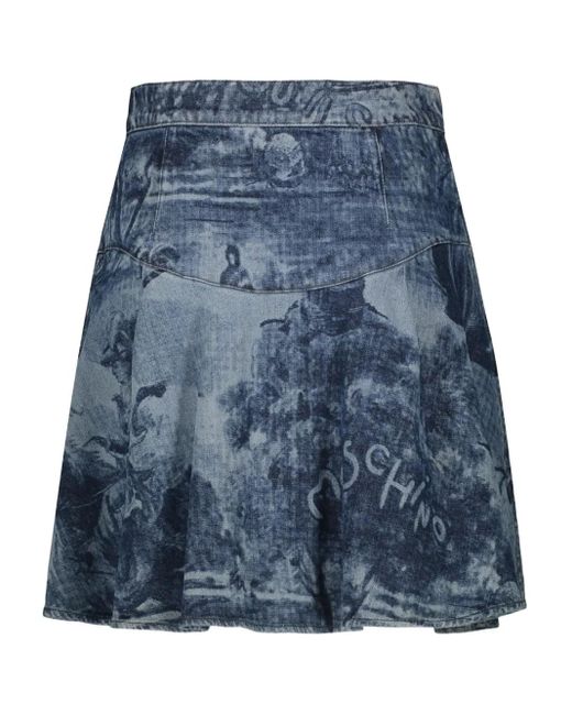 Moschino Graphic-print Skirt in Blue | Lyst