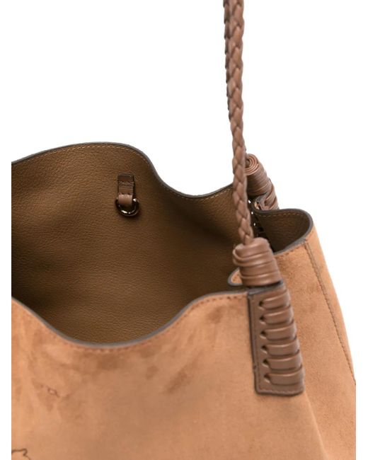 Etro Brown Libra Wildleder-Tote Bag mit geflochtenem Henkel