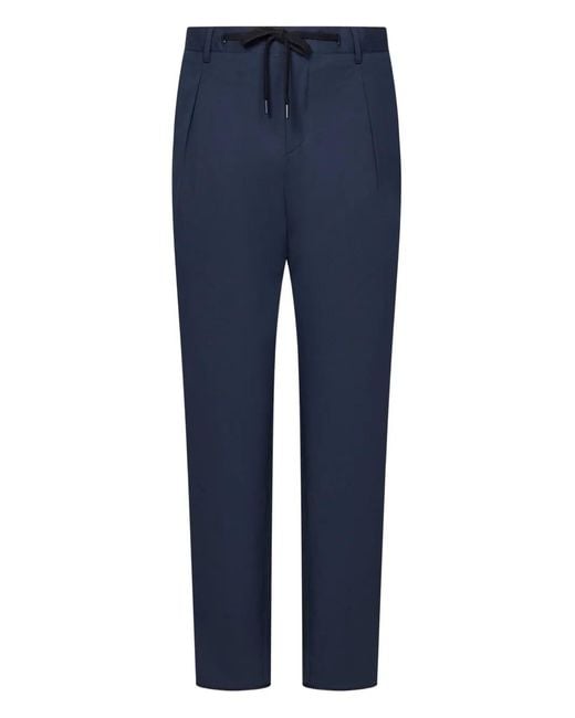 Franzese Collection Blue Stefano De Martino Pleated Drawstring Trousers for men