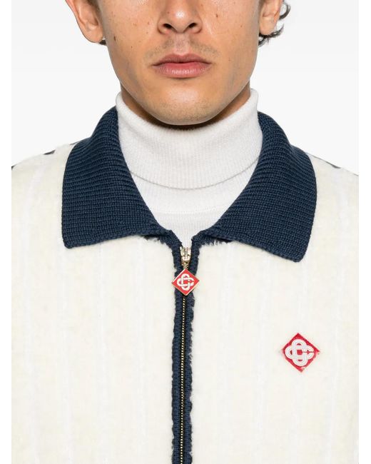 Casablanca White Logo-Patch Zip-Up Jacket for men
