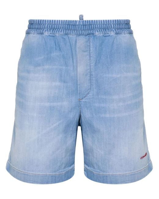 DSquared² Blue Logo-Embroidered Bermuda Shorts for men