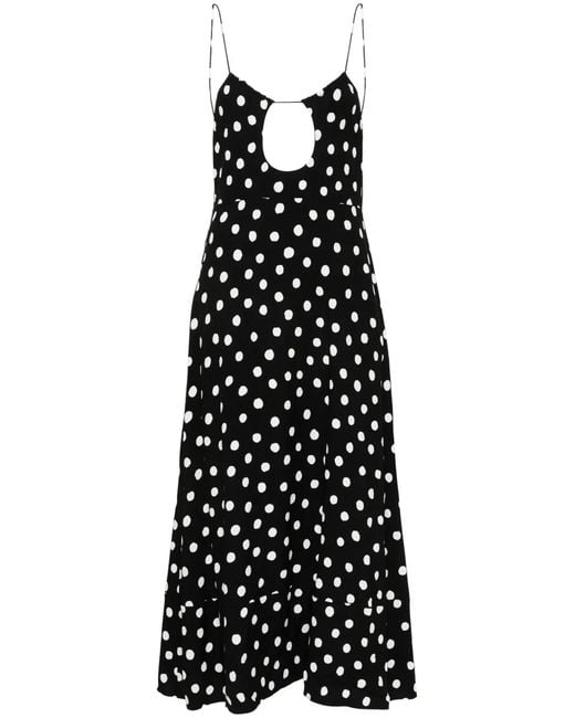 Saint Laurent Black Cut-out Polka Dot Midi Dress - Women's - Silk/viscose