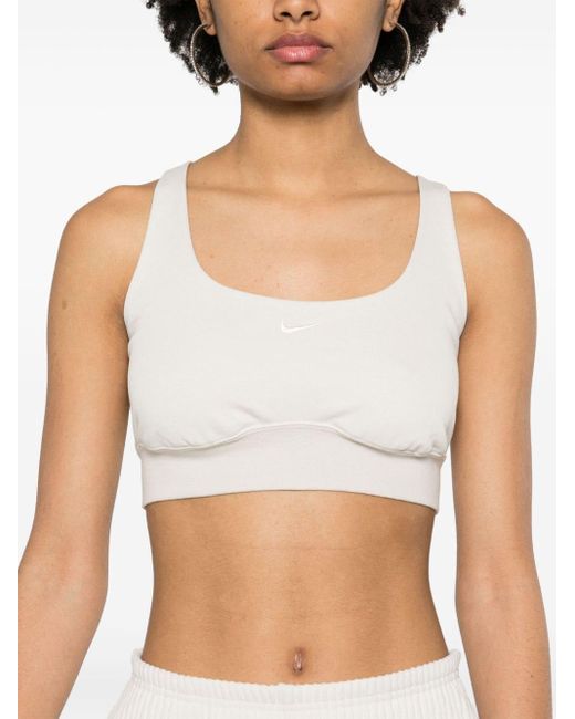 Nike Chill Terry Cropped Top in het White