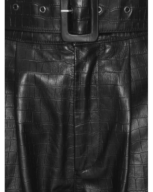 ROTATE BIRGER CHRISTENSEN Black Belted Leather Trousers