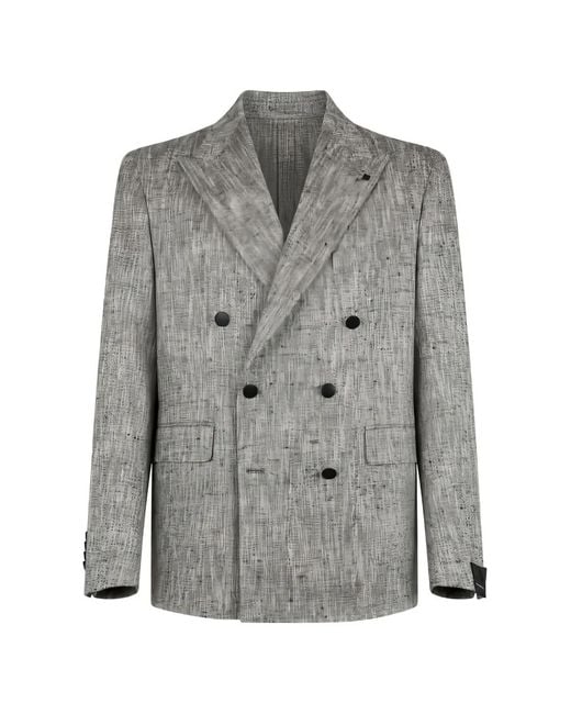Tagliatore Gray Blazer Croisé À Revers Pointus for men