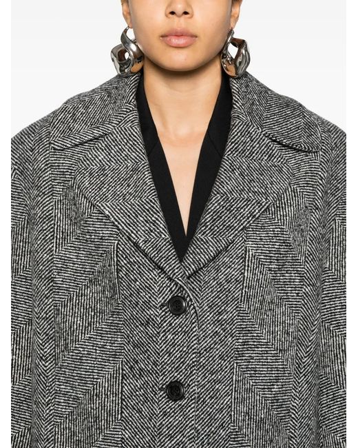 Ermanno Scervino Gray Herringbone-Pattern Coat