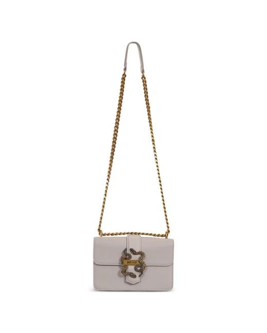 Just Cavalli White Snake-Detail Shoulder Bag